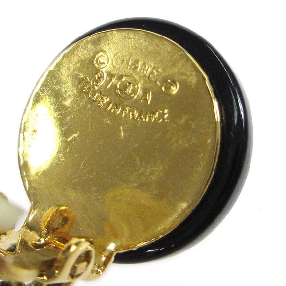 Chanel Artificial Pearl Dangle Earrings Clip-On Black - Picture 3 of 4